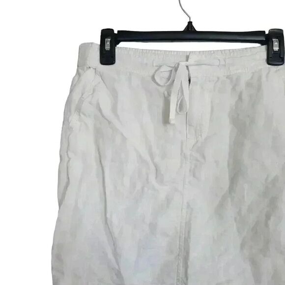 Caslon Women's White Linen Drawstring Skirt w Pockets - Picture 3 of 10